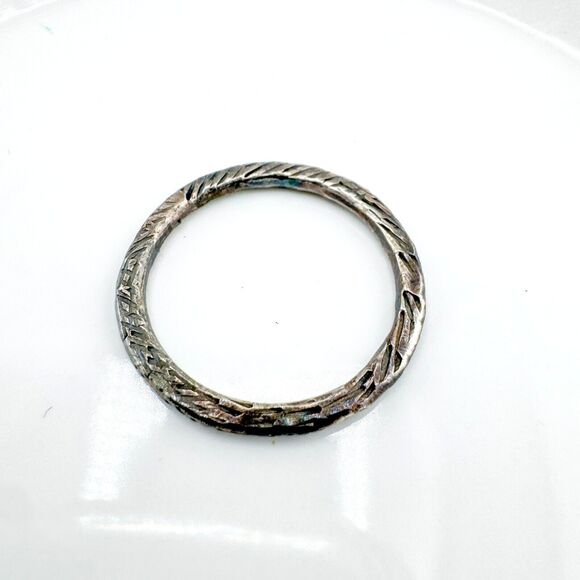 Vintage Band Textured Sterling Silver 925 Handmade Artisan Brutalist Patina - Picture 6 of 7